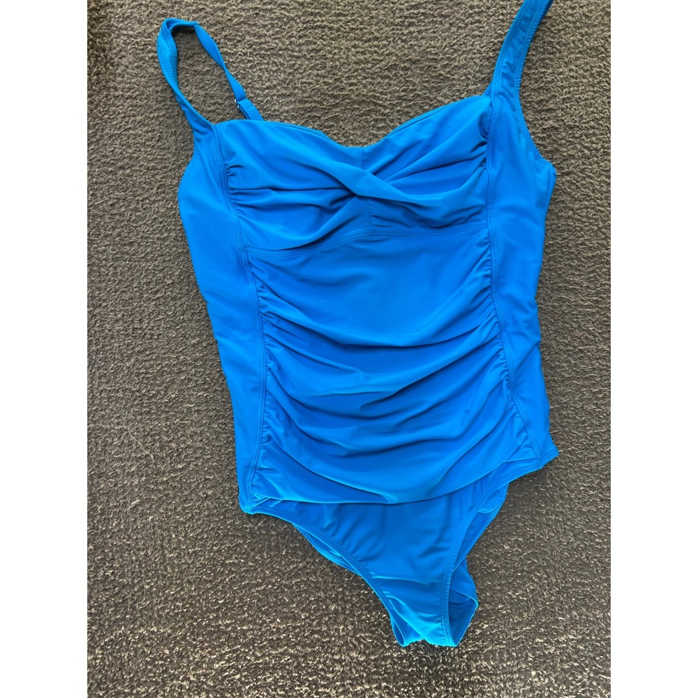 Jaclyn Smith Collection Blue Ruched Twist Front One Piece Swimsuit Size 16